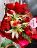 花艺湾鲜花同城配送玫瑰百合花束表白送女友老婆闺蜜生日礼物 11朵粉玫瑰6朵百合花束 全国同城配送 留言送花日期 实拍图