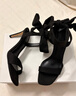 CHARLES&KEITH一字带缎面蝴蝶结绑带高跟凉鞋子女鞋生日礼物送女友CK1-61720177 BLACK TEXTURED黑色纹理 38 实拍图