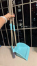 梦庭 梳齿款防风扫把簸箕套装 不锈钢杆扫帚畚箕组合两件套 绿色 实拍图