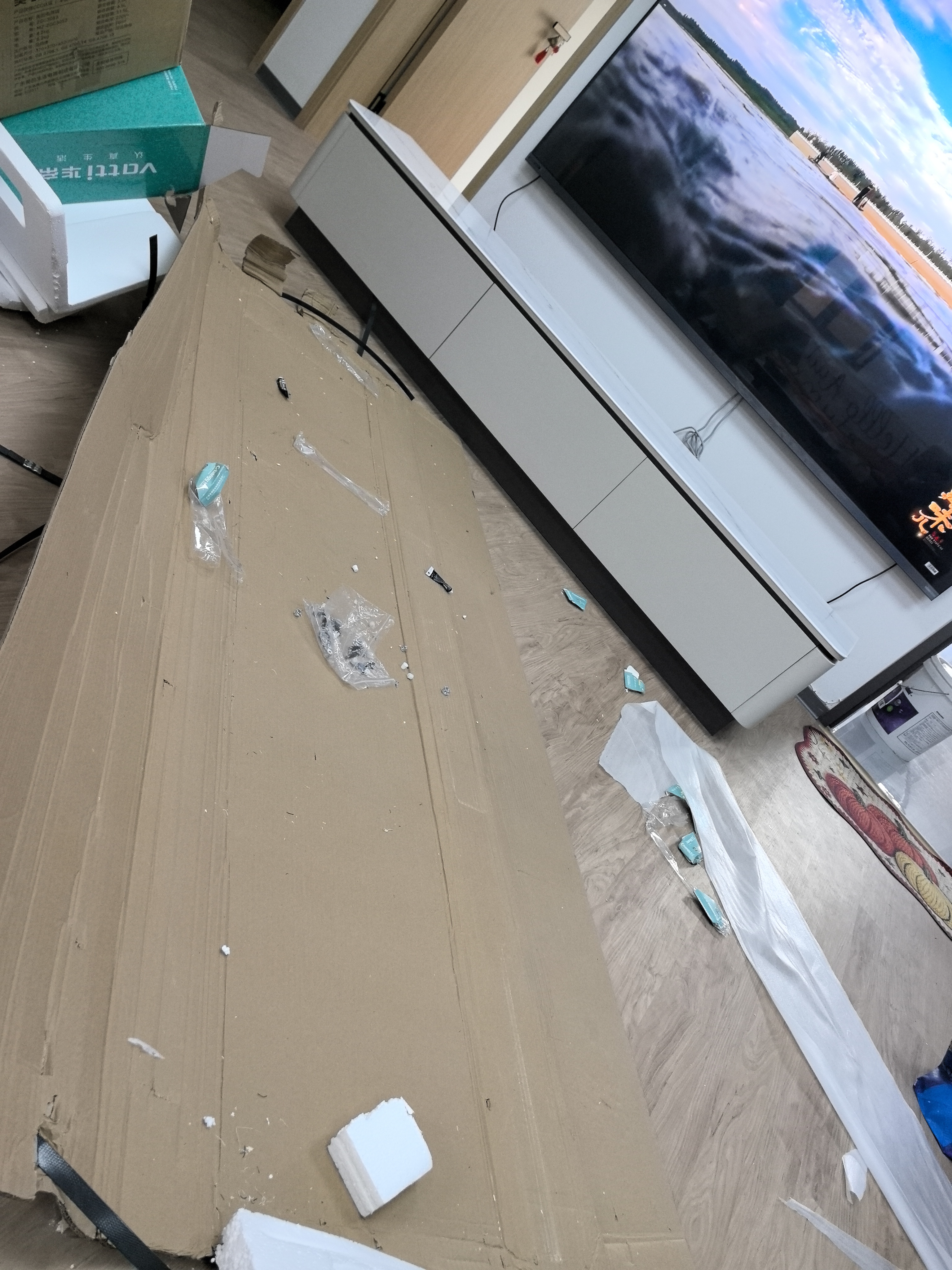 白蚁新款微晶石实木电视柜客厅轻奢高级感落地一体靠墙电视柜茶几组合 2.2米电视柜(实木烤漆＋超晶石台面) 实拍图