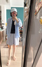 优衣库竹节纱V领T恤/短袖女装/纯棉打底休闲百搭26春夏新款483460 483460/69藏青色 S 实拍图