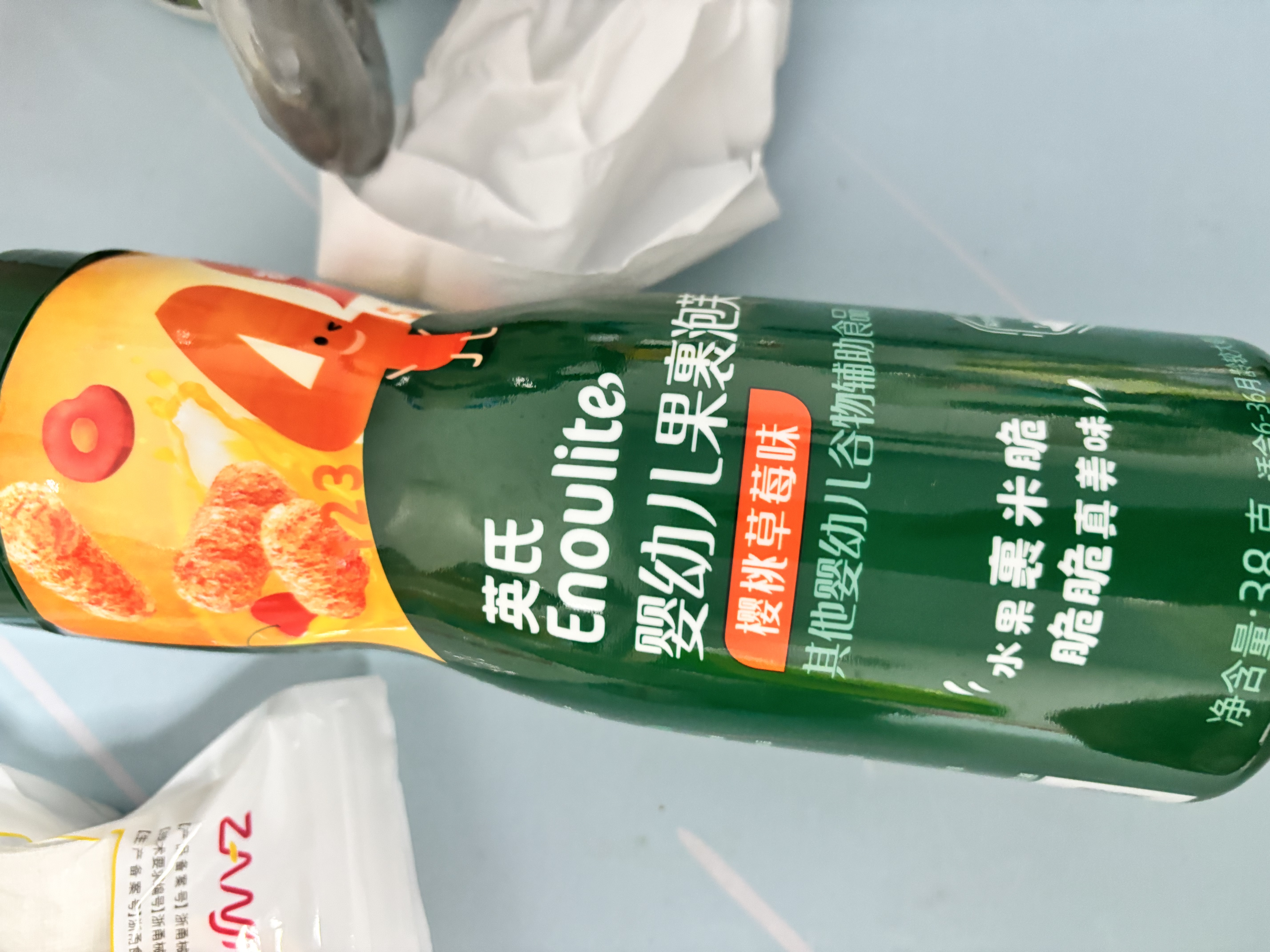 英氏泡芙6个月以上婴儿宝宝零食辅食爆米花1-3岁儿童零食 4阶果裹泡芙（白葡萄橙味 ）38g 实拍图