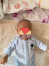 婧麒婴儿衣服夏季薄款新生宝宝提花连体衣长袖纯棉空调服爬服夏装单件 小鲸鱼绿 66cm 实拍图