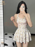 莫代尔泳衣女高级感保守少女小碎花遮肚显瘦连体裙式温泉度假25新品泳装 实拍图