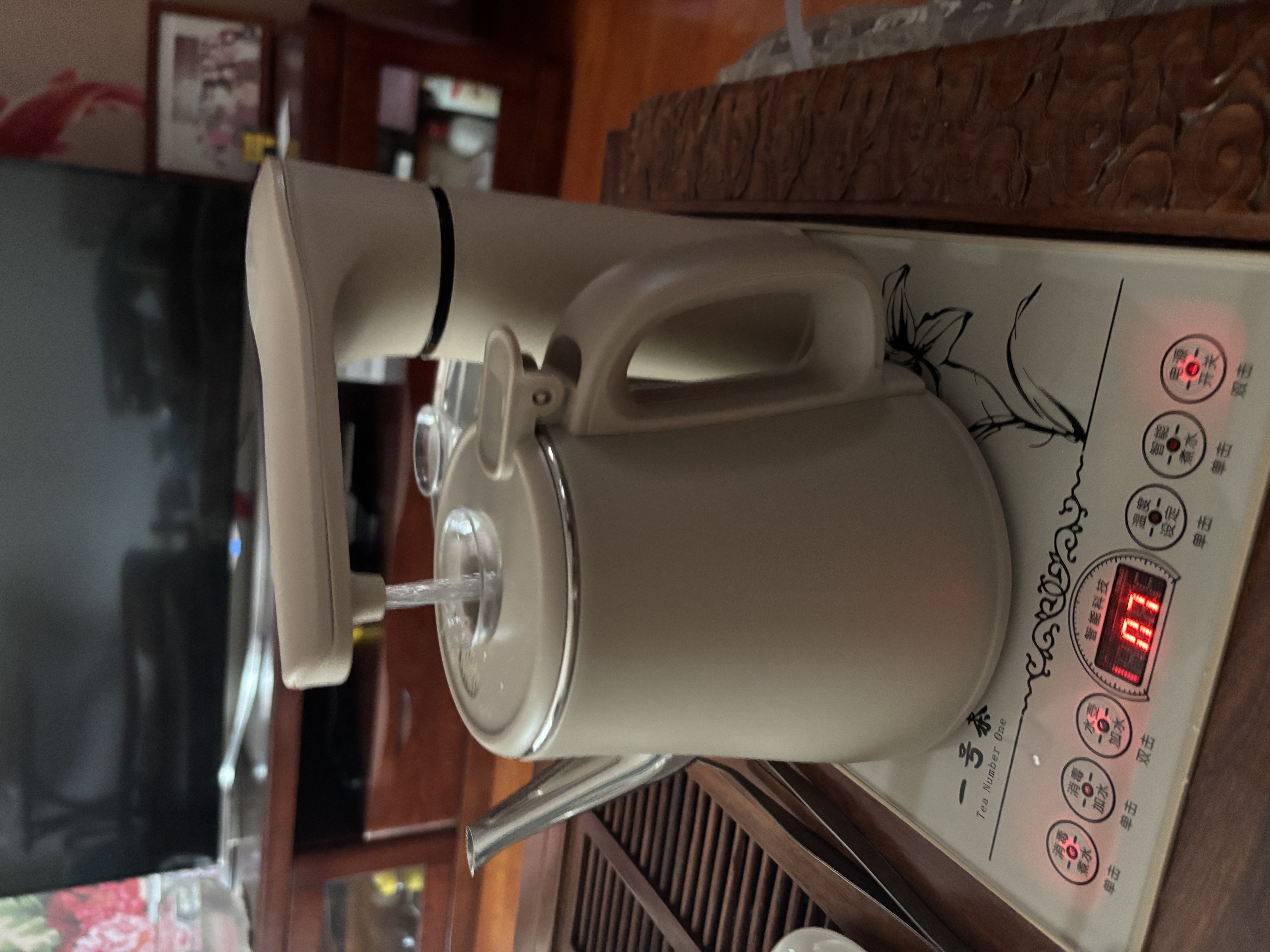 一号茶【首单立减】茶具茶桌防烫烧水壶全自动上水泡茶壶茶几嵌入式抽水壶家用烧水套装一体整套 1L 金色-双层防烫全自动-20*37cm 实拍图