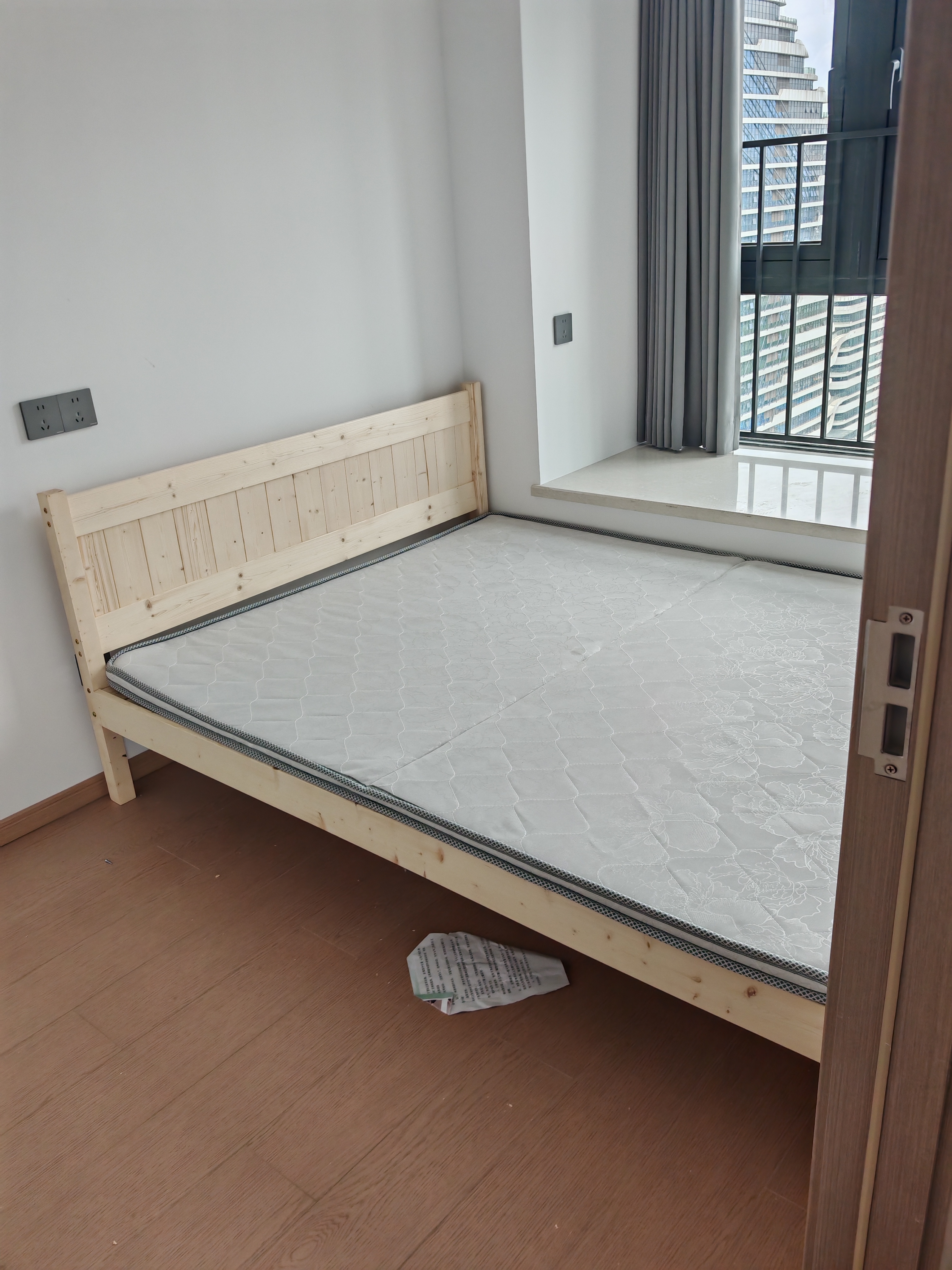 零树 实木床双人床简易床1.5m*1.9m床+5cm椰棕床垫包安装JY-B04(套装) 实拍图
