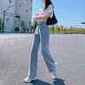浅色窄版阔腿牛仔裤女2026春秋新款高腰宽松显瘦垂感小个子直筒裤 浅蓝九分 常规 L 建议109-120斤 实拍图