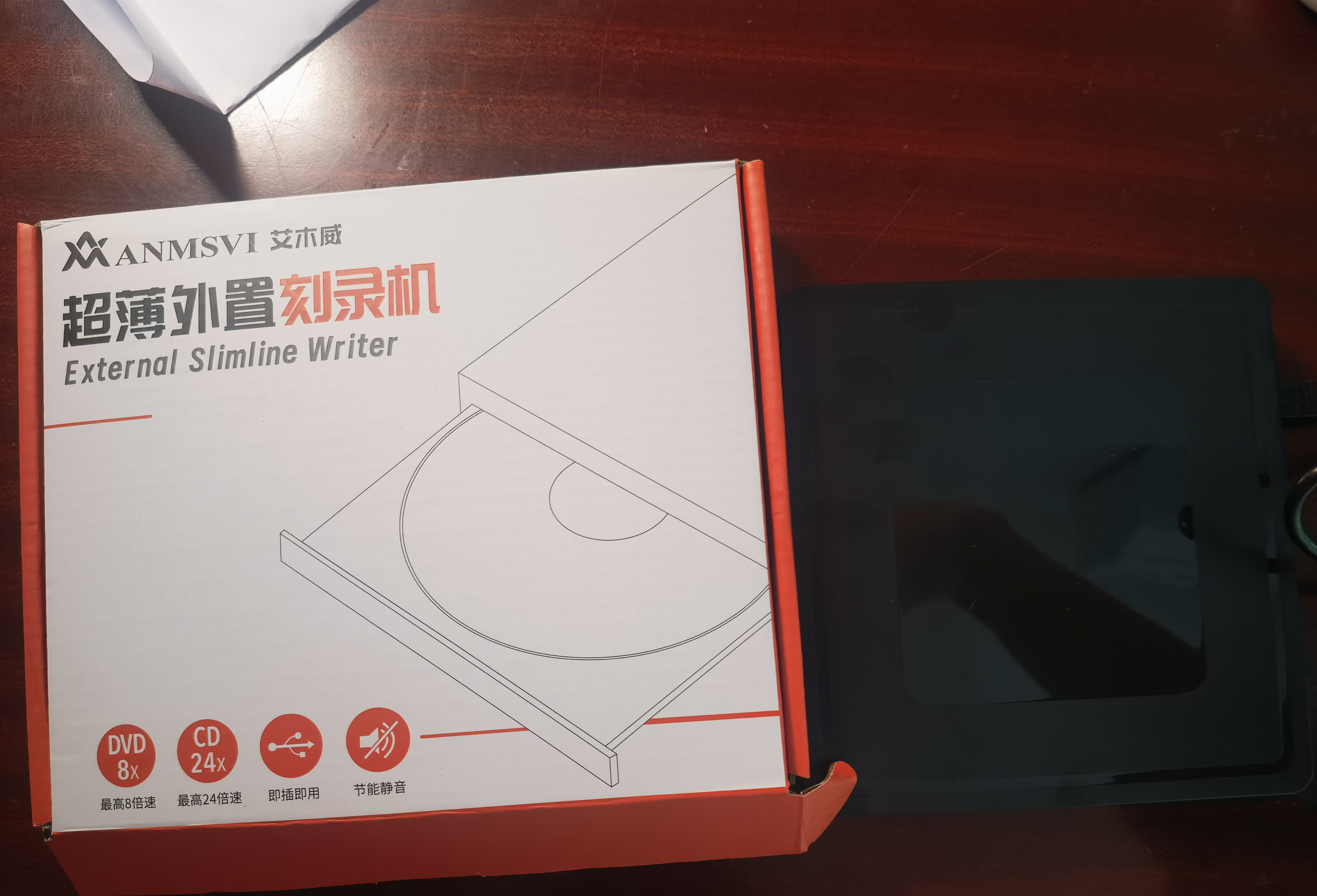 安木维手机外置光驱dvd光盘刻录机专业vcd播放外接光盘驱动器平板电脑 DVD外置光驱（手机+电脑+平板通用） 实拍图