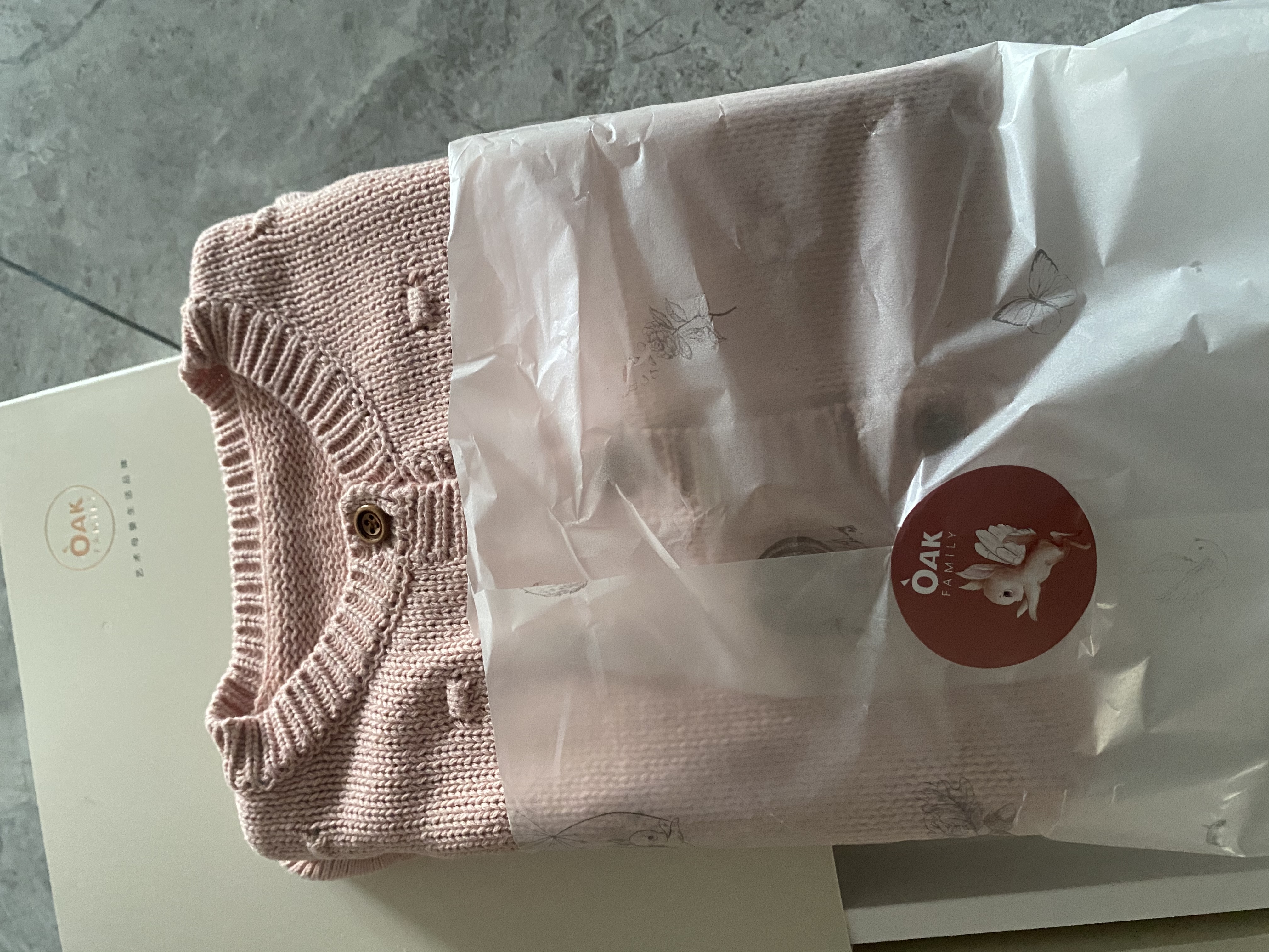 OAK FAMILY新品秋冬新品长袖毛衣全棉开衫女宝宝针织衫轻暖纯棉薄外套 粉色 100 cm 实拍图