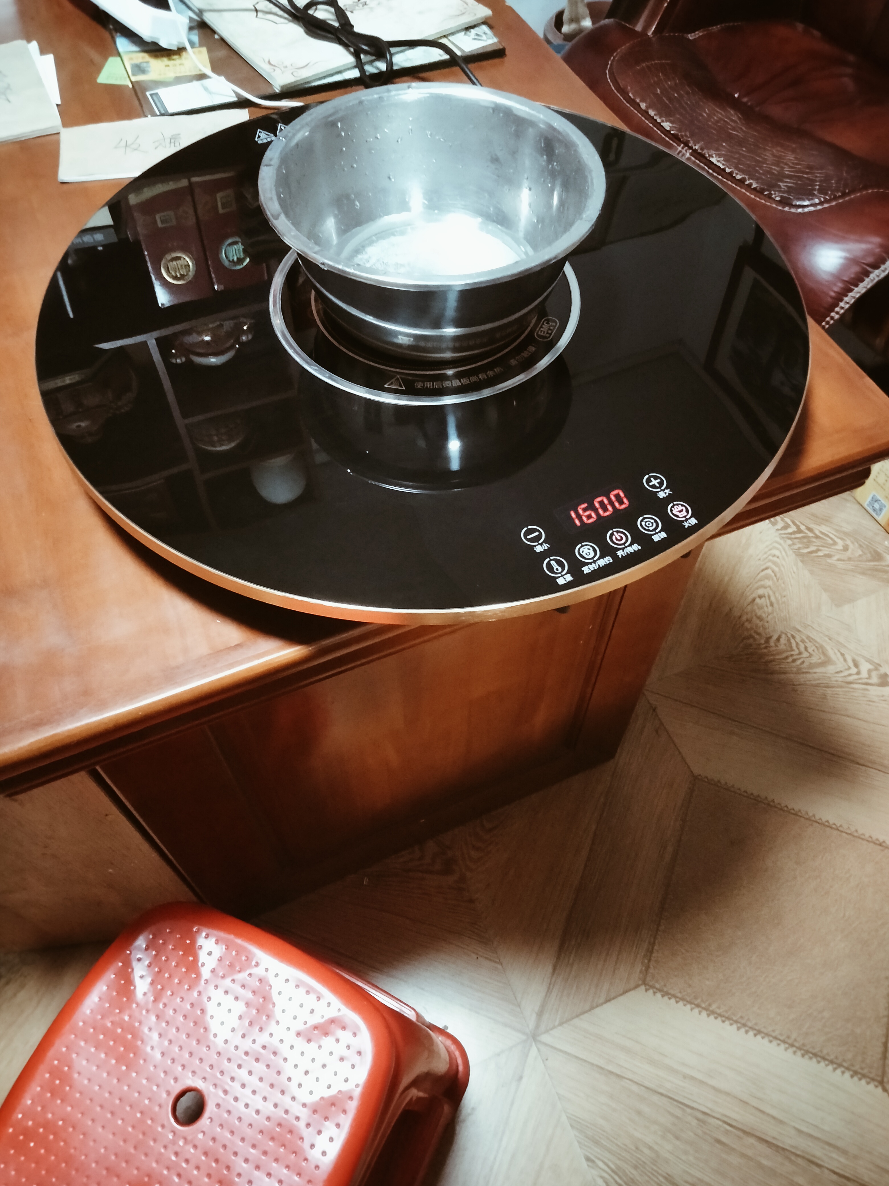 三角牌（Triangle） 暖菜板 热菜板加热板暖菜板饭菜保温板电磁炉多功能带火锅暖菜转盘热菜电动自动旋转餐桌转盘 60CM丨2200W电磁炉火锅款+电动/手动转盘 实拍图