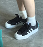 adidas NIZZA PLATFORM厚底增高运动帆布鞋女阿迪达斯三叶草 一号黑/白   37 实拍图