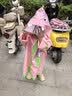 SEVEN ONLY OLINE小萌鲨雨鞋儿童雨衣套装女童可爱防滑水鞋幼儿园学生上学宝宝雨靴 雨衣粉色【仅雨衣】 雨衣S码【身高90-100穿】 实拍图