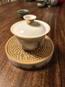 容山堂珐琅彩泡茶杯陶瓷主人杯单杯茶盏公道杯盖碗茶洗壶承茶壶功夫茶具 金丝珐琅壶承+盖碗套装 1个 150ml 实拍图