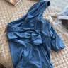 优衣库AIRism高弹力防紫外线拉链连帽开衫女装实测UPF100+483281 66 蓝色 2XL 实拍图