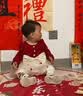 COSMICKISS女童衣服春夏薄款女宝宝一周岁礼服中式百天蓬蓬裙公主裙满月衣服 红色蝴蝶裙纱裙【长袖款】 90  码 实拍图
