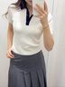 优衣库女装棉莫代尔混纺POLO领针织衫/短袖26春夏新款484607 09 黑色 L 实拍图
