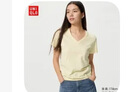 优衣库女装竹节纱V领T恤/短袖/纯棉打底休闲百搭26春夏新款483460 483460/40奶油色 L 晒单实拍图