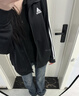 adidas简约三条纹跑步运动立领夹克外套男装秋季阿迪达斯官方 黑色/白（推荐选大一码）   S 实拍图