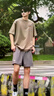 名创优品（MINISO）纯棉短袖男夏季男士t恤百搭潮流休闲长袖男款重磅220G复古半截袖 【220G精梳棉短袖】沙色(记忆便签胸标) L /175(售后专业有保障) 实拍图