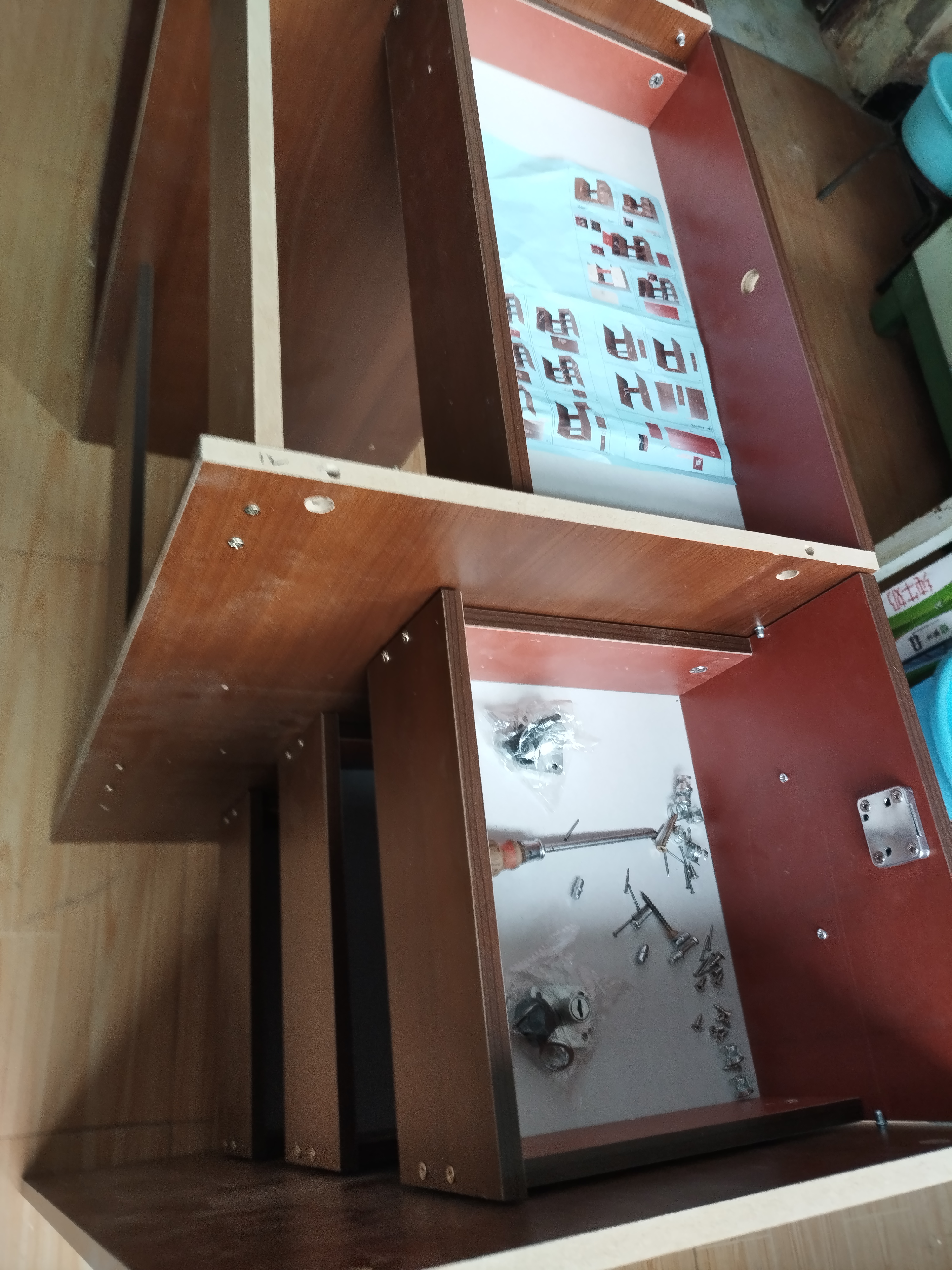 幻狐 （DREAM FOX ） 电脑桌台式家用办公书桌现代简约带抽屉学生学习桌卧室写字桌子 推荐【五抽+柜门】深胡桃色120CM 实拍图
