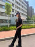 举风怪兽实验室柳叶弯刀牛仔裤男款胖子大码腿粗屁股大直筒微喇叭裤子 黑色 【高品质】 4XL 建议180-200斤收藏加购优先 实拍图