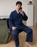 花花公子（PLAYBOY）春夏季中国风汉服男古风茶服禅意道士袍外套居士服七分袖长衫长袍 深蓝色（上衣+裤子） XL 晒单实拍图
