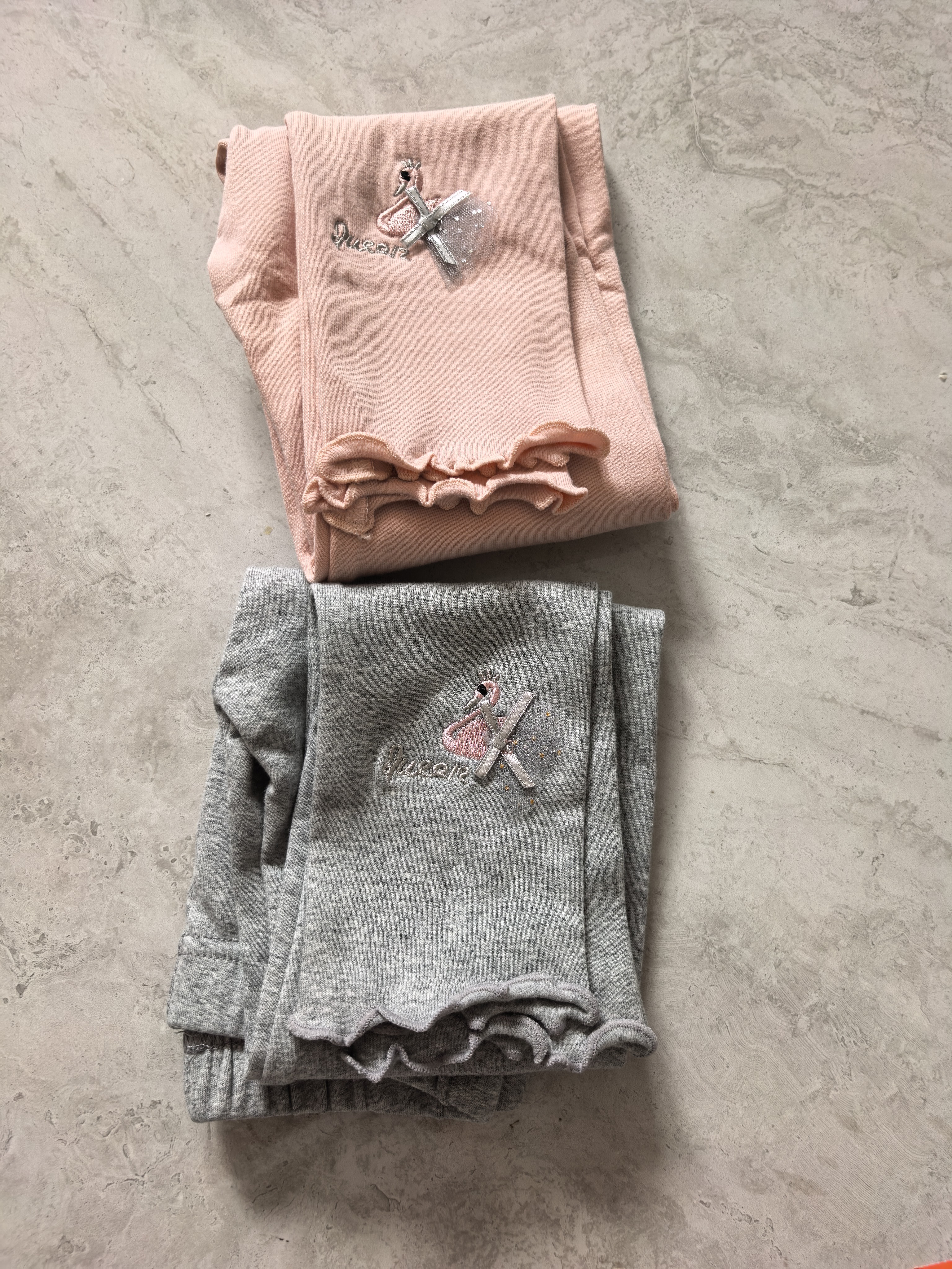 贝瑞加（Babyprints）女童打底裤儿童裤子女宝宝弹力长裤女孩春秋底裤木耳边 灰120 实拍图