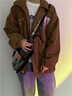 唐号灯芯绒外套男春秋ins潮牌衣服潮流春季港风青少年夹克高级感痞帅 卡其色 XL 实拍图