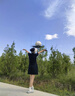 斐乐 斐乐官方女子针织连衣裙时尚修身POLO领短袖裙子 正黑色-BK S (160) 80A 实拍图