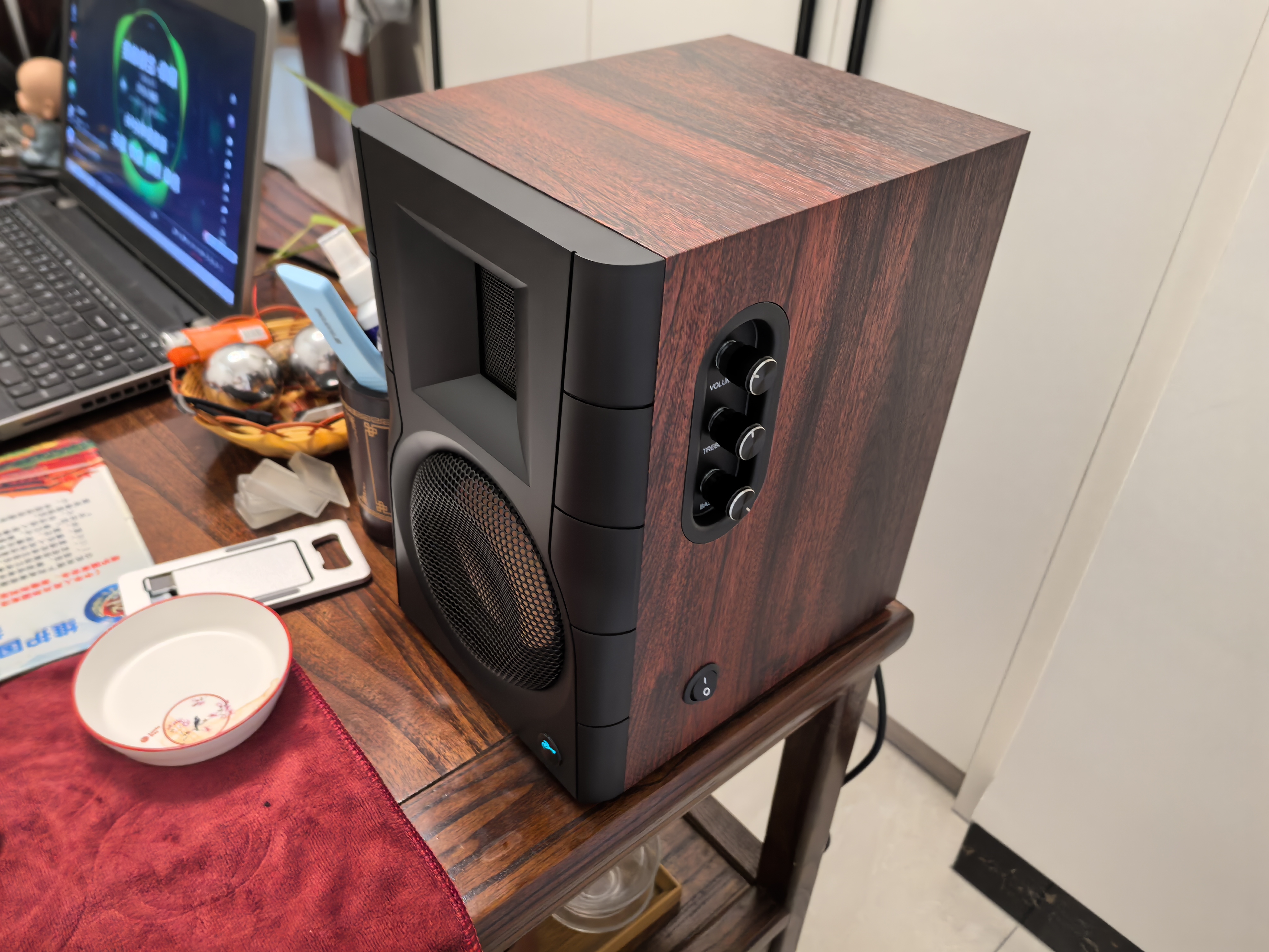 惠威（HiVi）D200蓝牙音箱2.0声道多媒体有源音响支持APTX遥控手机家用客厅电视电脑音响 木纹色 实拍图