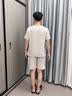 猫人（MiiOW）男士睡衣100纯棉新疆棉纱2026新款夏季短袖长裤两件套薄款家居服 杏色/推荐款 【粗感棉纱舒适安心】 L 【推荐体重120-140】 实拍图