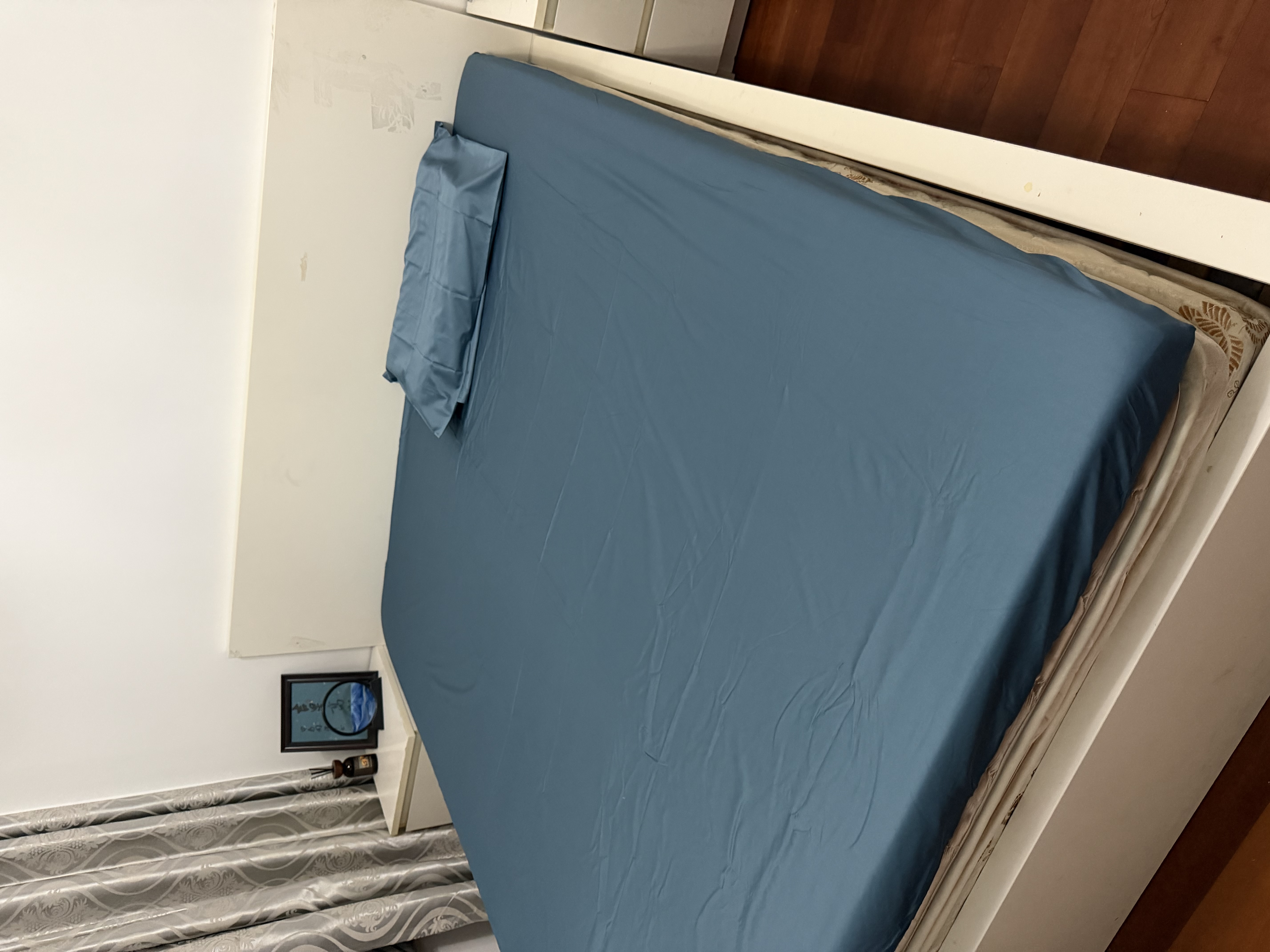 MIDO HOUSE铭都 100支纯棉床笠罩枕套床罩三件套 海因蓝180*200+30cm 实拍图