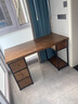 恬梦实木电脑桌台式家用双人书桌卧室办公学习写字桌长条桌子工作台 F款（左3抽屉+右1抽主机架） 120*60*75桌面厚5cm 实拍图