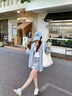 南木熊衬衫女2026夏季薄款防晒衫蓝白格子宽松休闲设计感上衣衬衣外套 浅蓝格子衬衣 M 【90-110斤】 实拍图