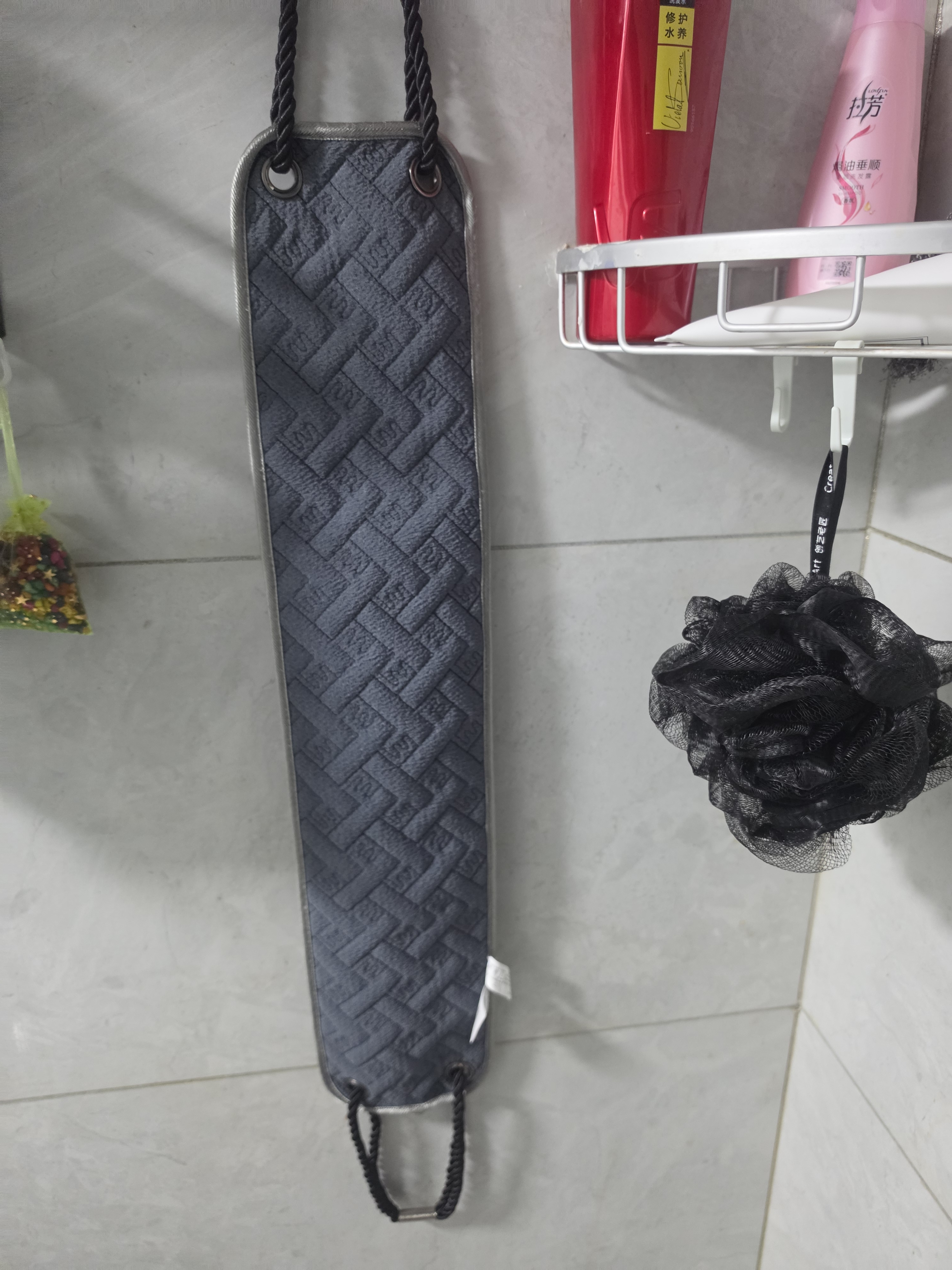 Creative art搓澡巾男士专用强力去污搓澡神器后背不求人沐浴球搓背巾挂钩四件 实拍图