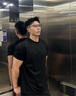 OEMG黑色正肩收袖口短袖男t恤夏季健身运动速干棉内搭显肌肉健身半袖 黑色 把性价比拉满 XL [建议125-140斤] 实拍图