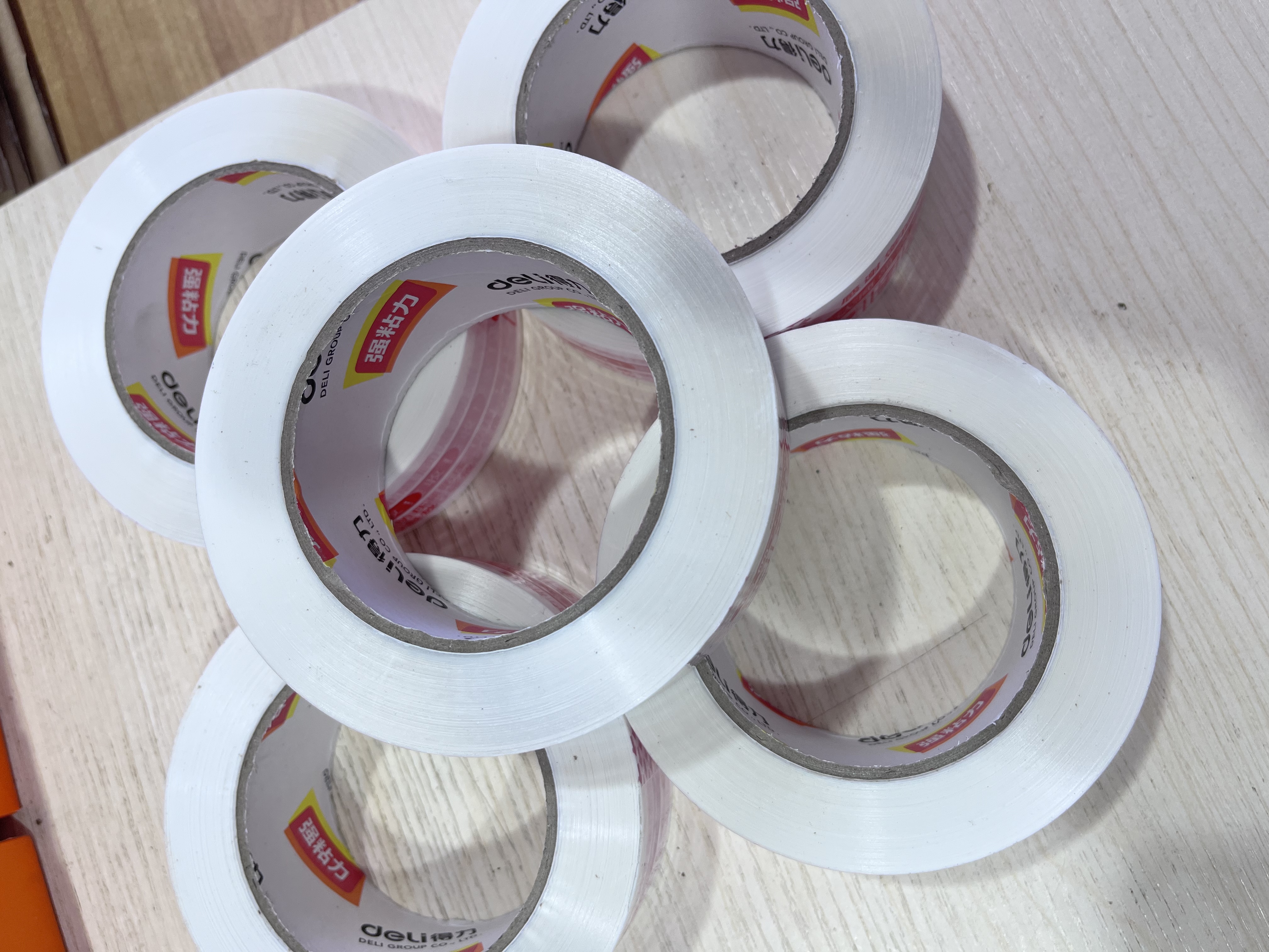 得力(deli)白色警示语快递胶带/封箱胶带/打包宽胶带 42mm*120m*50μm 5卷装 33445 实拍图