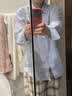 MUJI 女式 汉麻水洗衬衫领长袖衬衫女士女装衬衣外套内搭上衣26年春夏 萨克森蓝条纹 S （155/80A） 实拍图