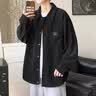 ONGOOSE灯芯绒夹克男装夏秋季复古工装上衣服装青少年潮流日系外套男士 ZLFS-2303黑色 均码 XL【125斤-140斤】 实拍图