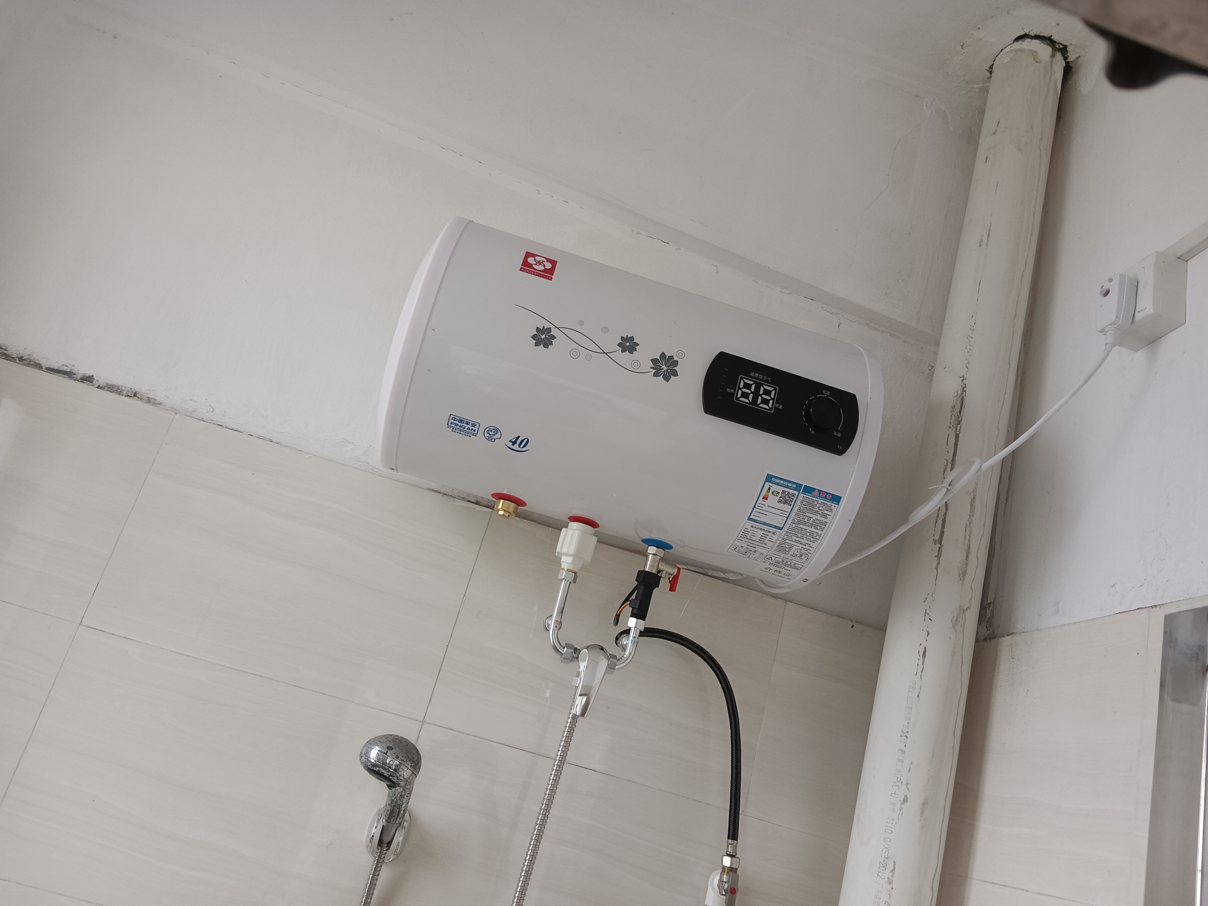 樱花沐白色家用热水器电热水器出租房卫生间洗澡沐浴储水式速热省电40升/50/60/80/100圆桶二级能效 40L|出水断电|指导安装 实拍图