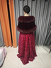18-喜妈冬新娘仿狐狸毛披肩婚纱披风礼服旗袍皮草斗篷外套白色女 酒红色（豪华版） 均码（不分大小） 实拍图