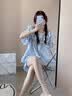莫贝海（mobeihai）ins风睡衣女款夏季短袖2026新款公主风甜美碎花家居服套装可外穿 XDD#319#蓝色小碎花 M 建议75-95斤 实拍图