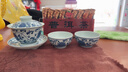 三勤堂景德镇陶瓷手工手绘青花品茗杯三才盖碗套组功夫茶杯茶具主人杯 缠枝莲杯+盖碗组合 180ml 2只 实拍图