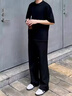 港蒂湾夏季冰丝裤子男休闲裤男裤速干裤宽松直筒裤经典百搭时尚阔腿裤 (夏季）黑色 XL -125-135斤 实拍图