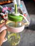 【京东物流】水杯冰霸吸管杯高颜值学生茶水分离大容量杯子 肚肚杯1个-浅绿色 实拍图
