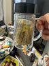 富光双层玻璃杯商务泡茶杯子 大容量男女耐热办公水杯带把黑色320ml 实拍图