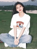 MJ STYLE纯棉短袖T恤男女2026年夏季出游宽松休闲百搭美式复古半袖上衣 实拍图