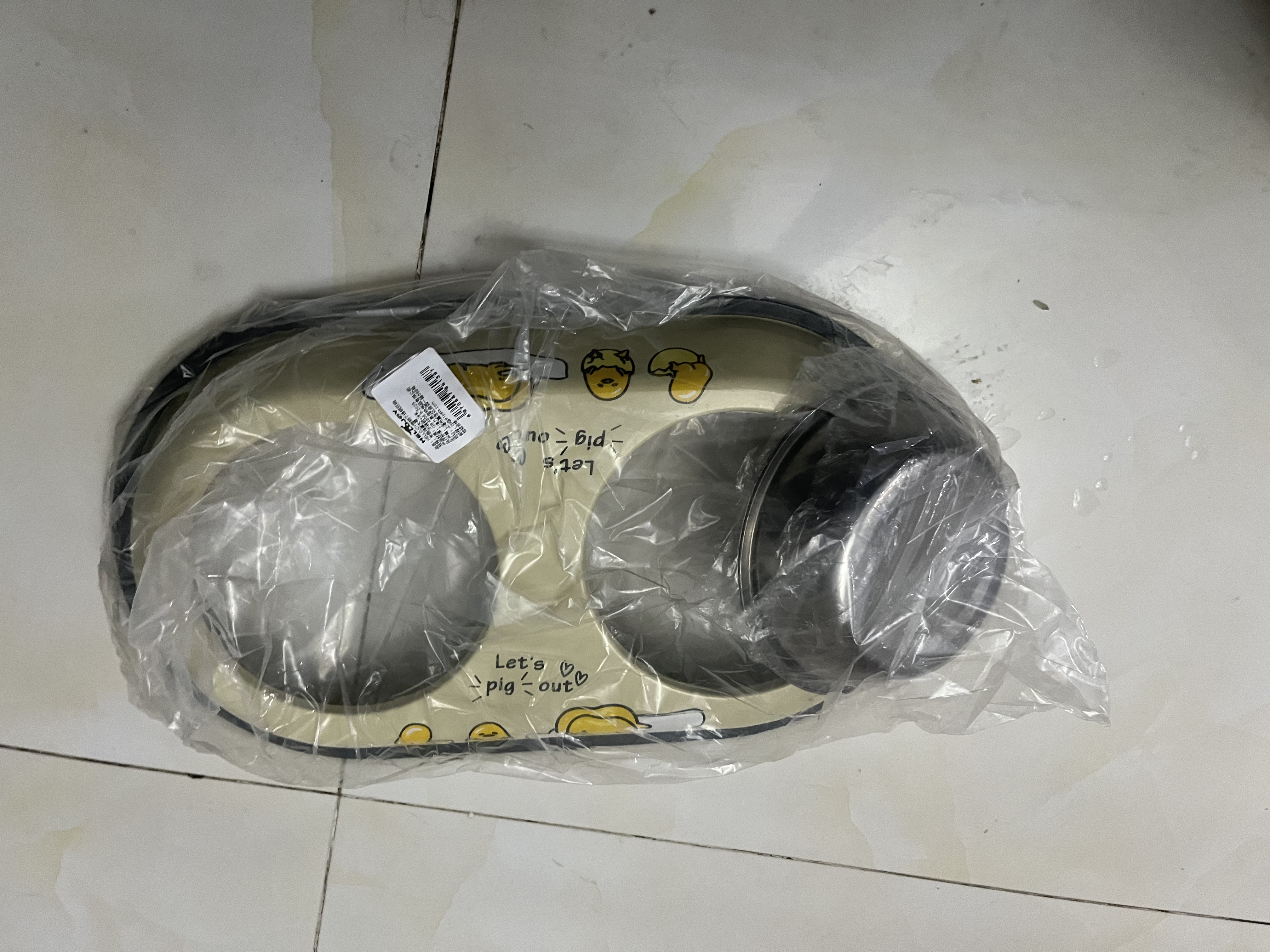 HELLOJOY 猫碗狗碗狗盆双碗狗食盆宠物喂食喝水不锈钢碗猫咪用品 米色大号 实拍图