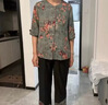 弥美乐中老年女装夏装套装奶奶装2025新款妈妈装60-80岁老年人衣服中袖 绿色花冰丝两件套 2XL 适合100-115斤 实拍图