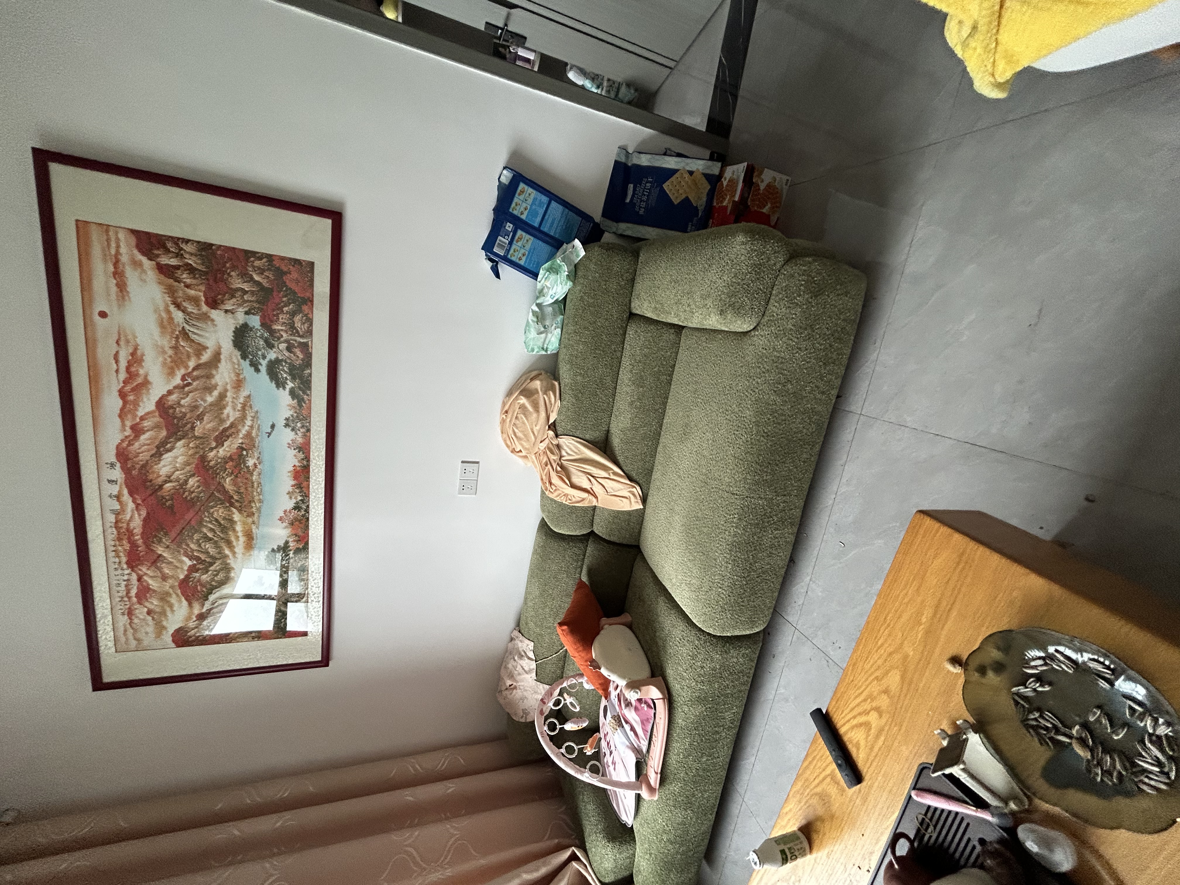 源氏木语布艺沙发客厅复古羊羔绒沙发小户型模块布沙发【抹茶绿四人位】 实拍图